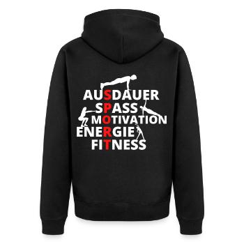 Fitness Sprüche gym Workout training fitness - Unisex Premium Bio Zip Hoodie - Schwarz - Hinten - Nico (187cm)