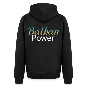 Balkan Power Yugoslavia Serbia T-Shirt Bosnia - Unisex Premium Bio Zip Hoodie - Schwarz - Hinten - Nico (187cm)