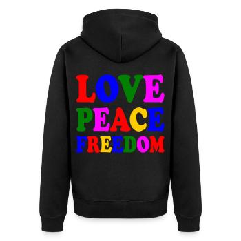 Love peace freedom - Veste à capuche bio Premium Unisexe - noir - Dos - Nico (187cm)
