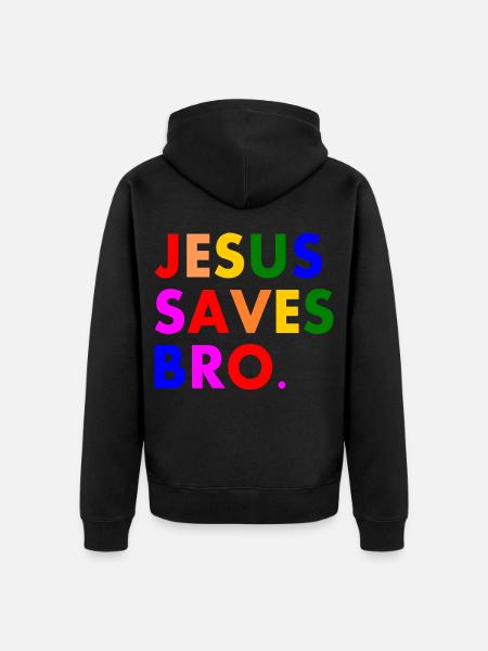 Jesus saves bro - Unisex Premium Organic Zip Hoodie - black