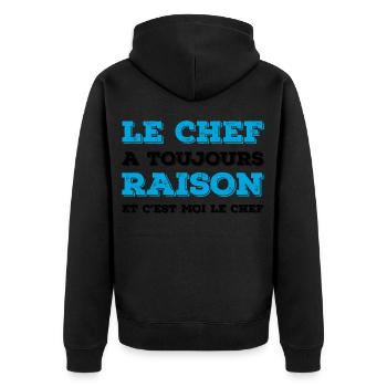 Cadeau Le Chef A Toujours Raison Chef D Atelier - Veste à capuche bio Premium Unisexe - noir - Dos - Nico (187cm)