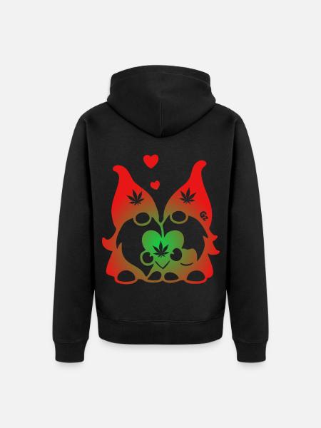 Kifferzwerge mit Hanf-Herz - Unisex Premium Bio Zip Hoodie - Schwarz