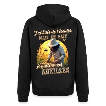 Apiculteur cadeau humoristique apiculture abeilles - Veste à capuche bio Premium Unisexe - noir - Dos - Nico (187cm)