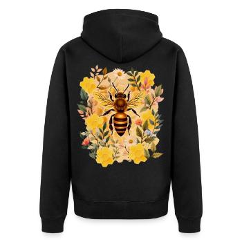 Imker, Imker, Bienen, Blumen & Wachs - Unisex Premium Bio Zip Hoodie - Schwarz - Hinten - Nico (187cm)