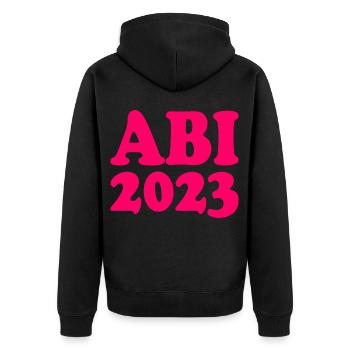 Abi 2023 - Unisex Premium Bio Zip Hoodie - Schwarz - Hinten - Nico (187cm)