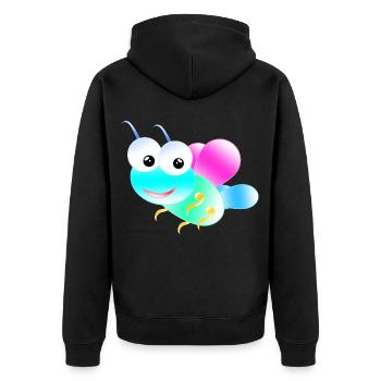 Pastell Schmetterling - Unisex Premium Bio Zip Hoodie - Schwarz - Hinten - Nico (187cm)