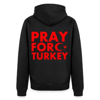 Pray for turkey - Unisex Premium Bio Zip Hoodie - Schwarz - Hinten - Nico (187cm)
