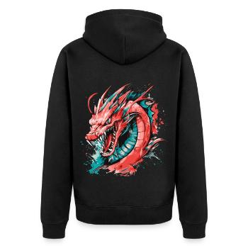 Dragon Colorful Fantasy Magic Mysticism Mythology Art - Unisex Premium Organic Zip Hoodie - black - Back - Nico (187cm)