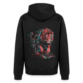 Lion Neon Lion Head Colorful Predator Animal Wild - Unisex Premium Organic Zip Hoodie - black - Back - Nico (187cm)