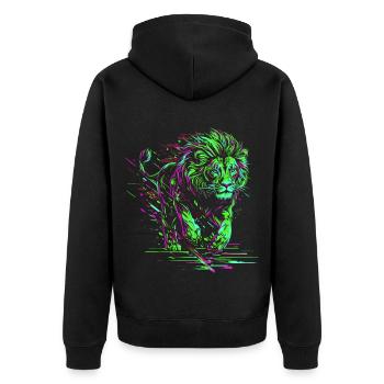 Lion Running Lion Head Colorful Predator Animal Wild - Unisex Premium Organic Zip Hoodie - black - Back - Nico (187cm)