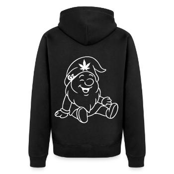 Super süßer lachender Zwerg/Wichtel - Unisex Premium Bio Zip Hoodie - Schwarz - Hinten - Nico (187cm)