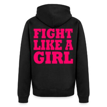 Fight like a girl - Unisex Premium Bio Zip Hoodie - Schwarz - Hinten - Nico (187cm)