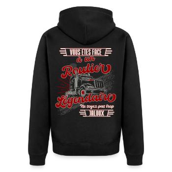 Routier légendaire cadeau chauffeur poids lourd - Veste à capuche bio Premium Unisexe - noir - Dos - Nico (187cm)