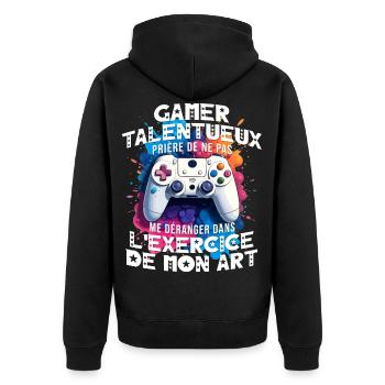 Gamer talentueux ado accro aux jeux vidéo console - Veste à capuche bio Premium Unisexe - noir - Dos - Nico (187cm)