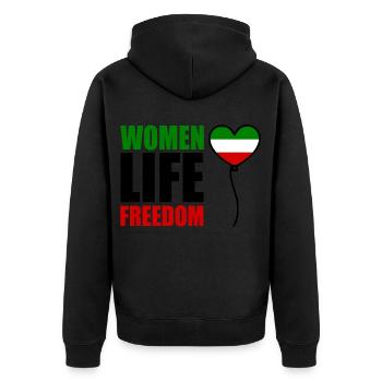 Women life freedom - Unisex Premium Organic Zip Hoodie - black - Back - Nico (187cm)