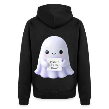 Halloween Saying Ghost Gift Idea - Unisex Premium Organic Zip Hoodie - black - Back - Nico (187cm)