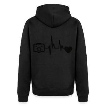 Photographers ECG Photography Camera Heartbeat - Unisex Premium Organic Zip Hoodie - black - Back - Nico (187cm)