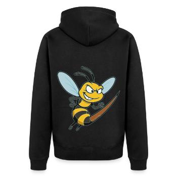 wasp the old porcupine - Unisex Premium Organic Zip Hoodie - black - Back - Nico (187cm)