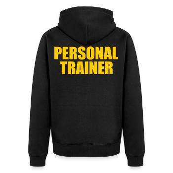 Personal trainer - Veste à capuche bio Premium Unisexe - noir - Dos - Nico (187cm)