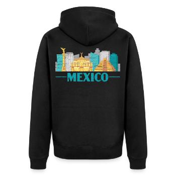 Mexico City Stadt - Unisex Premium Bio Zip Hoodie - Schwarz - Hinten - Nico (187cm)