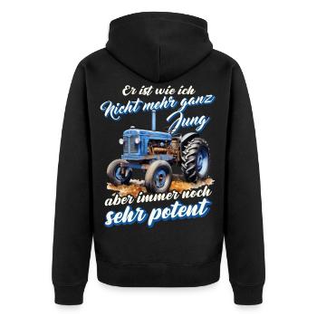 Traktor Geschenk für Landwirt Humor Alte Traktoren - Unisex Premium Bio Zip Hoodie - Schwarz - Hinten - Nico (187cm)