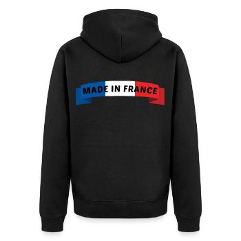 made in france - made in france - Unisex Premium Organic Zip Hoodie - black - Back - Nico (187cm)
