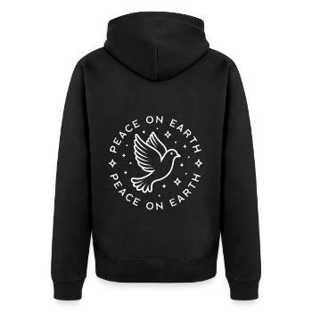Dove of peace on earth - Unisex Premium Organic Zip Hoodie - black - Back - Nico (187cm)