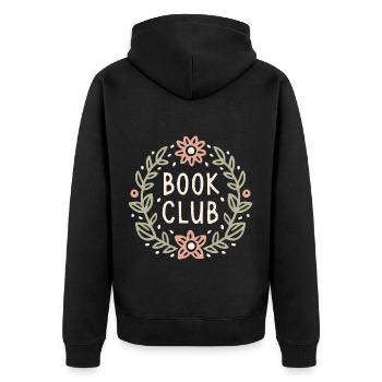Club de lecture romance lectrices fleurs aesthetic - Veste à capuche bio Premium Unisexe - noir - Dos - Nico (187cm)