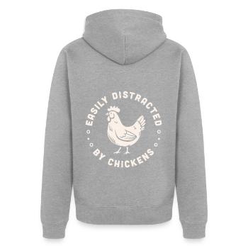 Henne Huhn Humor Lustige Bauernhoftiere - Unisex Premium Bio Zip Hoodie - Grau meliert - Hinten - Nico (187cm)