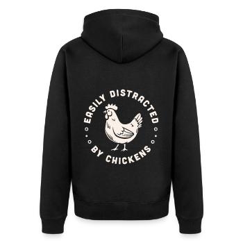 Poule poulet humour animaux de la ferme drôle - Veste à capuche bio Premium Unisexe - noir - Dos - Nico (187cm)