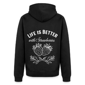 La vie est meilleure avec les fraises - Veste à capuche bio Premium Unisexe - noir - Dos - Nico (187cm)