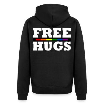 Free Hugs - Unisex Premium Organic Zip Hoodie - black - Back - Nico (187cm)
