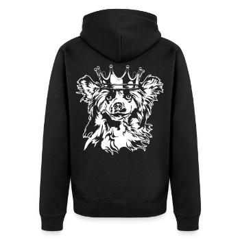 Chinese Crested Dog Krone Hund Hunde Wilsigns - Unisex Premium Bio Zip Hoodie - Schwarz - Hinten - Nico (187cm)