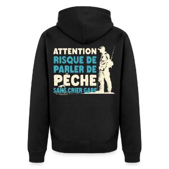 Pêcheur risque de parler de pêche cadeau humour - Veste à capuche bio Premium Unisexe - noir - Dos - Nico (187cm)