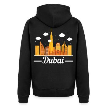 Dubai Vereinigte Arabische Emirate The Palm - Unisex Premium Bio Zip Hoodie - Schwarz - Hinten - Nico (187cm)