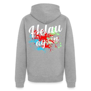 Helau Fasching, Fastnacht - Unisex Premium Bio Zip Hoodie - Grau meliert - Hinten - Nico (187cm)