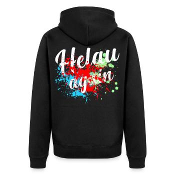 Helau Fasching, Fastnacht - Unisex Premium Bio Zip Hoodie - Schwarz - Hinten - Nico (187cm)