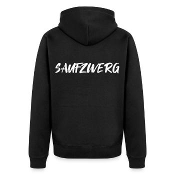Saufzwerg Partnerlook Gruppenshirt Bier Saufen - Unisex Premium Bio Zip Hoodie - Schwarz - Hinten - Nico (187cm)