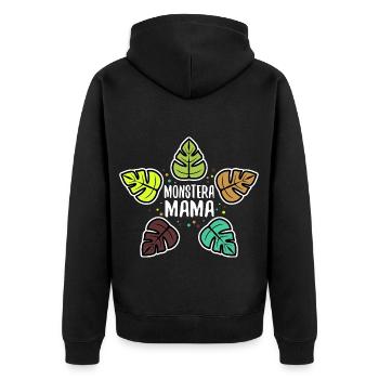 Monstera Mama - Unisex Premium Bio Zip Hoodie - Schwarz - Hinten - Nico (187cm)