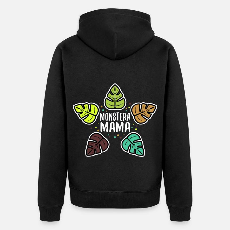 Monstera Mama - Unisex Premium Bio Zip Hoodie - Schwarz