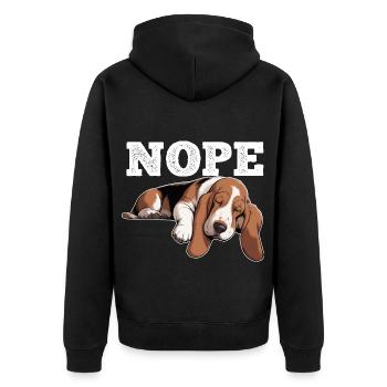 Basset Hound Nope - Unisex Premium Organic Zip Hoodie - black - Back - Nico (187cm)