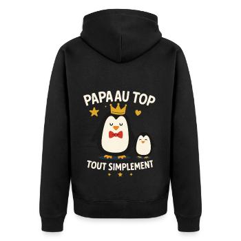 Papa au top idée cadeau fête des pères Noël - Veste à capuche bio Premium Unisexe - noir - Dos - Nico (187cm)