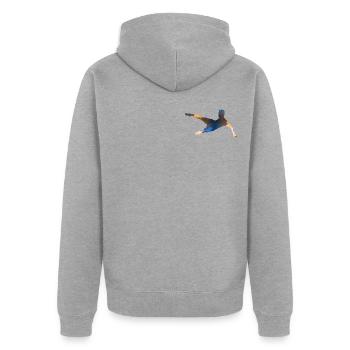 Allemagne Champion de la Coupe du monde 2026 - Football Fan Design - Veste à capuche bio Premium Unisexe - gris chiné - Dos - Nico (187cm)