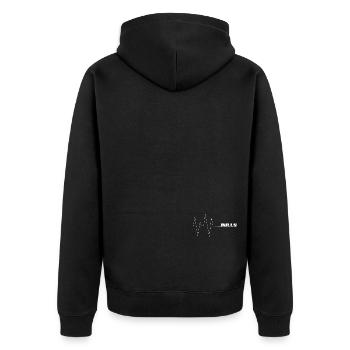 Lebenslinie/ Herzschlag Bully - Unisex Premium Bio Zip Hoodie - Schwarz - Hinten - Nico (187cm)