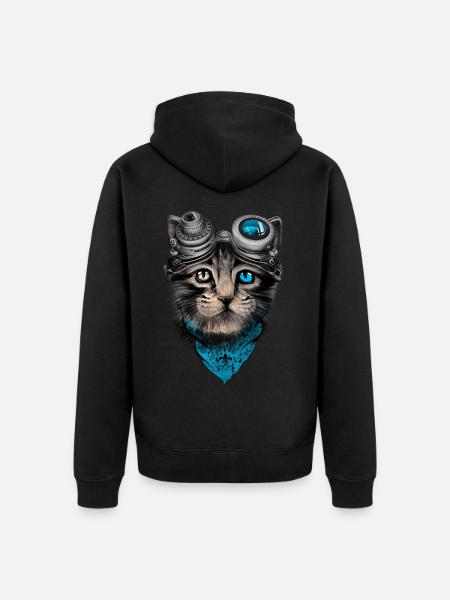 steampunk chat - Veste à capuche bio Premium Unisexe - noir
