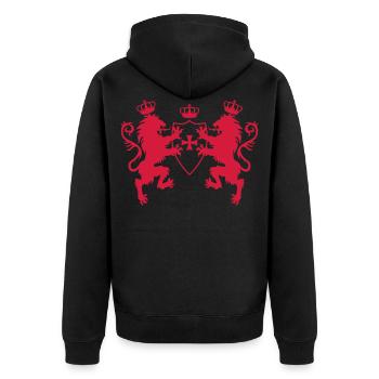 Loewen mit dem Ritterschild Templer Kreuz Krone 1c - Unisex Premium Bio Zip Hoodie - Schwarz - Hinten - Nico (187cm)