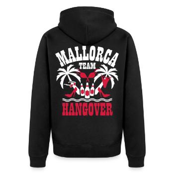 12 Mallorca Team Hangover Palmen Beer Sex Party - Unisex Premium Bio Zip Hoodie - Schwarz - Hinten - Nico (187cm)