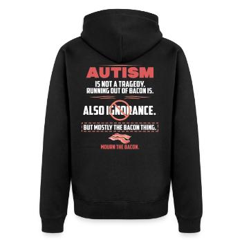 tragédie de l'autisme Bacon Funny Sayings - Veste à capuche bio Premium Unisexe - noir - Dos - Nico (187cm)