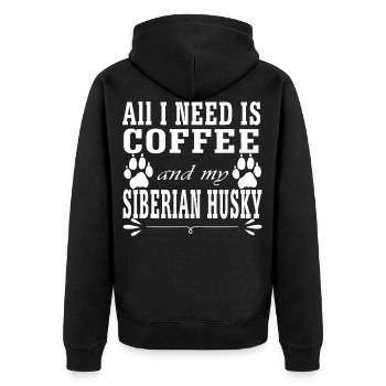 Siberian Husky - Unisex Premium Bio Zip Hoodie - Schwarz - Hinten - Nico (187cm)