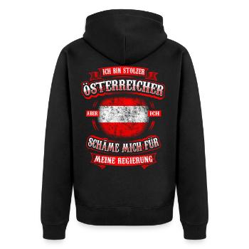 Stolzer Österreicher - Unisex Premium Bio Zip Hoodie - Schwarz - Hinten - Nico (187cm)